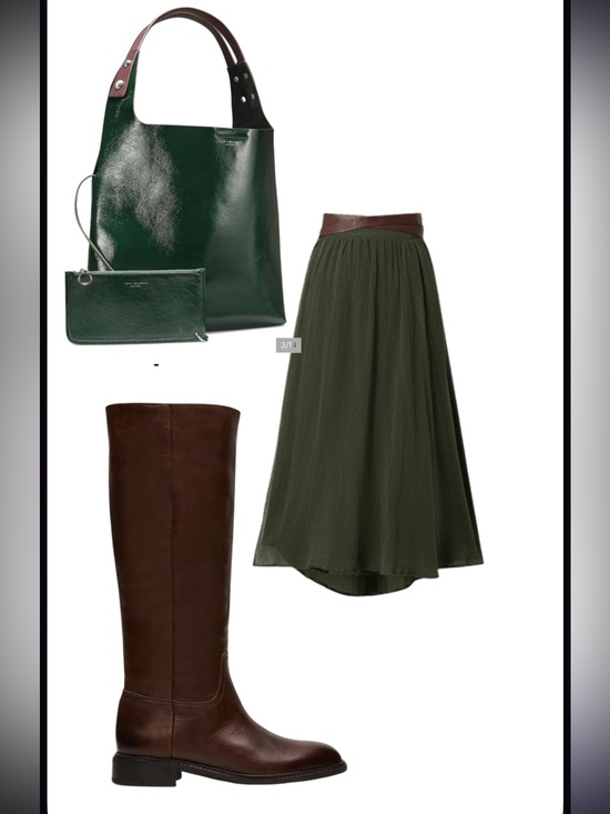Tory Burch Handbags - Tory Burch Dark Green Tote with Burgundy Handles